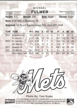 2015 Choice Binghamton Mets #08 Michael Fulmer Back