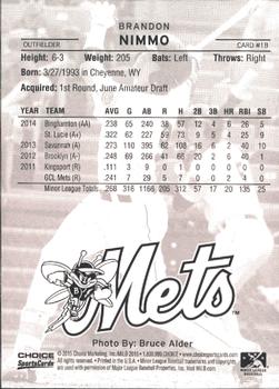 2015 Choice Binghamton Mets #18 Brandon Nimmo Back