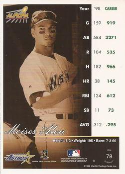 1999 Pacific Aurora - Opening Day #78 Moises Alou  Back