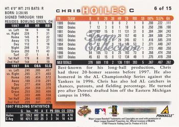 1998 Score Baltimore Orioles #6 Chris Hoiles Back