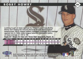 1998 Fleer Tradition Update #U91 Bobby Howry Back
