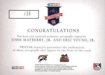 2008 TriStar PROjections - GR8 Xpectations Autographs Dual Black 25 #MY John Mayberry Jr. / Eric Young Jr. Back