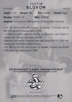 2009 Choice Vermont Lake Monsters #22 Justin Bloxom Back