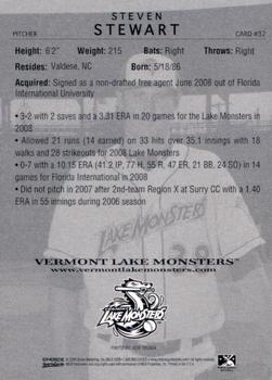 2009 Choice Vermont Lake Monsters #32 Steven Stewart Back