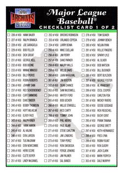 2001 Topps Archives - Checklists #1 Series 2 Checklist: 226-390 Front