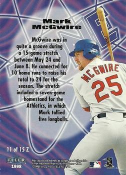 1998 Fleer Tradition - Zone #11 Z Mark McGwire Back