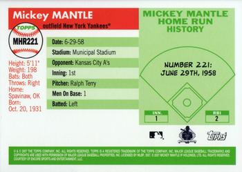 2007 Topps - Mickey Mantle Home Run History #MHR221 Mickey Mantle Back