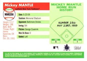 2007 Topps - Mickey Mantle Home Run History #MHR256 Mickey Mantle Back