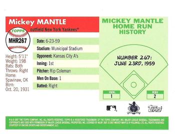 2007 Topps - Mickey Mantle Home Run History #MHR267 Mickey Mantle Back