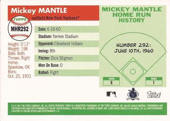 2007 Topps - Mickey Mantle Home Run History #MHR292 Mickey Mantle Back