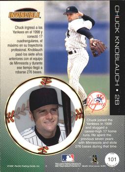 1999 Pacific Invincible - Opening Day #101 Chuck Knoblauch  Back