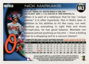 2010 Topps Baltimore Orioles #BAL3 Nick Markakis Back