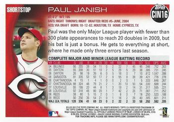2010 Topps Cincinnati Reds #CIN16 Paul Janish Back