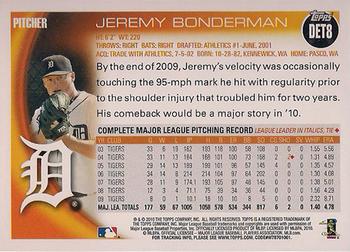 2010 Topps Detroit Tigers #DET8 Jeremy Bonderman Back