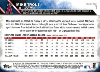 2016 Topps #1 Mike Trout Back