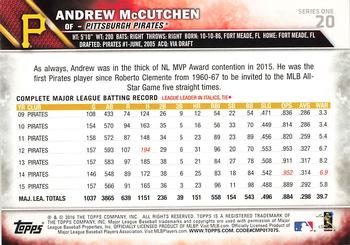 2016 Topps #20 Andrew McCutchen Back