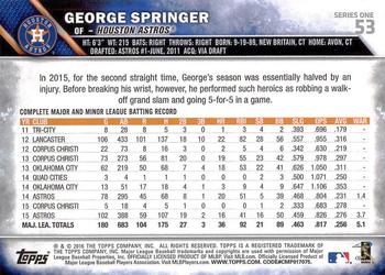 2016 Topps #53 George Springer Back