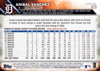 2016 Topps #69 Anibal Sanchez Back