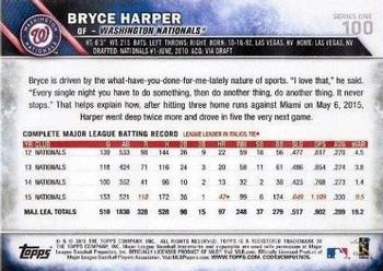2016 Topps #100 Bryce Harper Back