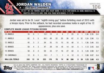 2016 Topps #106 Jordan Walden Back