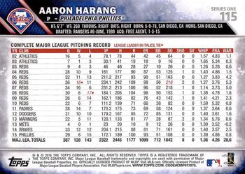 2016 Topps #115 Aaron Harang Back