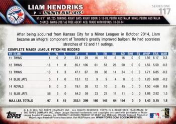 2016 Topps #117 Liam Hendriks Back