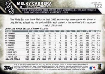 2016 Topps #122 Melky Cabrera Back