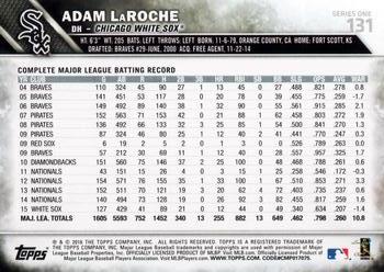 2016 Topps #131 Adam LaRoche Back
