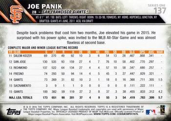 2016 Topps #137 Joe Panik Back