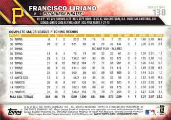2016 Topps #138 Francisco Liriano Back