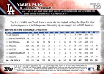 2016 Topps #139 Yasiel Puig Back