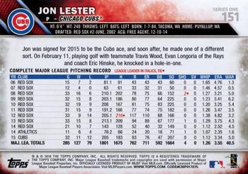 2016 Topps #151 Jon Lester Back