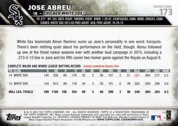 2016 Topps #173 Jose Abreu Back