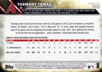 2016 Topps #186 Yasmany Tomas Back