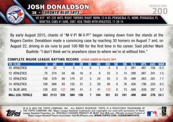 2016 Topps #200 Josh Donaldson Back