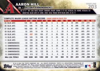 2016 Topps #203 Aaron Hill Back
