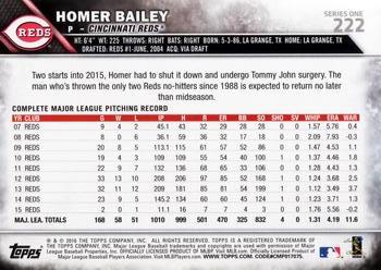 2016 Topps #222 Homer Bailey Back