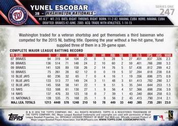 2016 Topps #247 Yunel Escobar Back