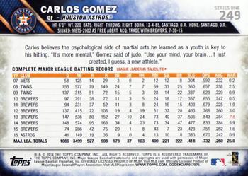 2016 Topps #249 Carlos Gomez Back