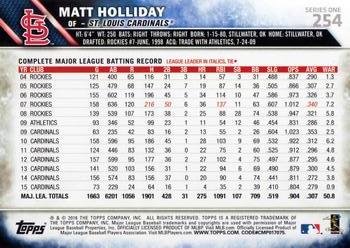 2016 Topps #254 Matt Holliday Back