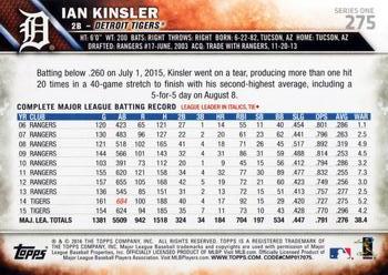 2016 Topps #275 Ian Kinsler Back