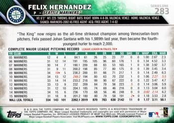 2016 Topps #283 Felix Hernandez Back