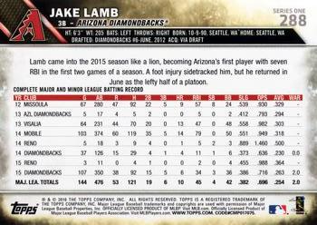 2016 Topps #288 Jake Lamb Back