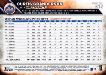 2016 Topps #312 Curtis Granderson Back