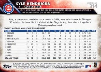 2016 Topps #314 Kyle Hendricks Back