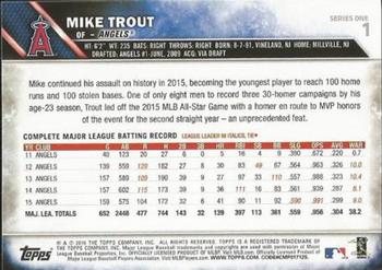 2016 Topps #1 Mike Trout Back