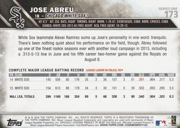 2016 Topps #173 Jose Abreu Back
