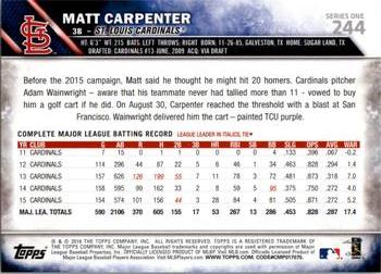 2016 Topps #244 Matt Carpenter Back