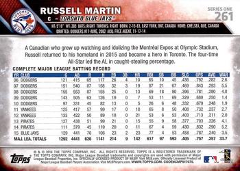 2016 Topps #261 Russell Martin Back