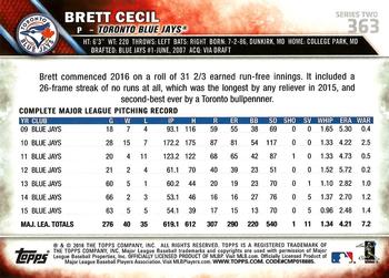 2016 Topps #363 Brett Cecil Back